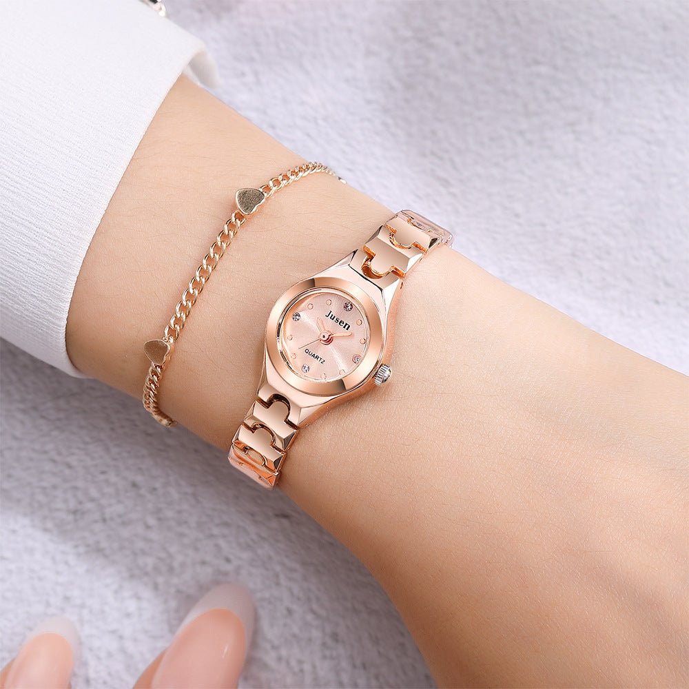 Ladies Rhinestone Quartz Watches Fashion Alloy Bracelet - Temu
